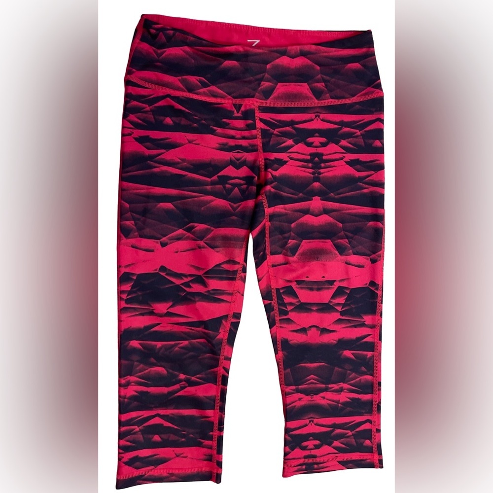 Z By Zella Womens Compression Capri Leggings Red/Black Size Small